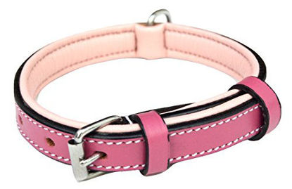 Picture of Soft Touch Collars Padded Leather Dog Collar, Size Small, Raspberry Pink with Light Pink Padding, Great for Female Puppies and Dogs, 16" Inches Long x 5/8" Inch Wide, Neck Size Fits 11" to 13.5