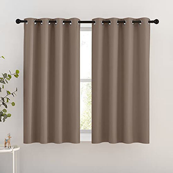 Picture of NICETOWN Insulated Blackout Curtains and Drapes - Microfiber Energy Saving Thermal Insulated Solid Grommet Blackout Draperies for Kitchen (1 Pair, 46 inches by 54 Inch, Cappuccino)