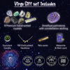 Picture of DANCING BEAR Virgo Zodiac Healing Crystals Gift Set (14 Pc): 9 Stones, 18K Gold-Plated Constellation Necklace, Meteorite, Succulent Candle, Palo Santo Smudge Stick & Info Guide, Made in The USA