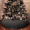 Picture of yuboo Black Christmas Tree Skirt, 48 Inch Sequin Double Layers Xmas Tree Mat for Holiday Decorations