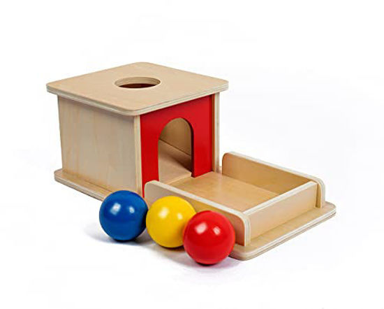 Picture of Adena Montessori Object Permanence Box with Tray Three Balls Montessori Toys for 6-12 Month Infant 1 Year Old Babies Toddlers