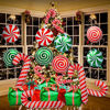 Picture of 30Pcs Christmas Mylar Balloons, Large Candy Cane Swirl Foil Balloons with Ribbons, Red Green Balloons for Christmas Birthday and Candies Theme Party Decorations