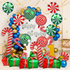 Picture of 30Pcs Christmas Mylar Balloons, Large Candy Cane Swirl Foil Balloons with Ribbons, Red Green Balloons for Christmas Birthday and Candies Theme Party Decorations