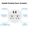 Picture of Haylink Power Grommet, Round Recessed Power Grommet Outlet, 3.15 Inch Desk Hole Cover Grommet with 2 USB Ports, 2 AC Outlets, and 6.56ft Long Extension Cord,White