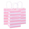 Picture of Ronvir Pink Stripe Kraft Paper Bags with 'Thank You' 5 x 3.75 x 8 inches (Pack og 50), Gift Party Bags with Handles, Kraft Bags, Shopping Bags, Retail Grocery Bags