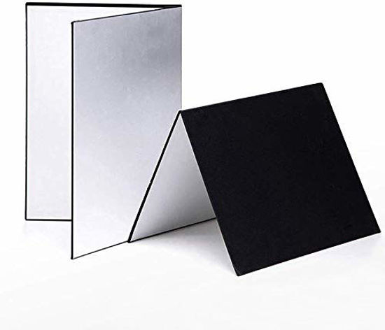 Picture of Meking 3 in 1 Photography Reflector Cardboard, 17 x 12 inch Folding Light Diffuser Board for Still Life, Product and Food Photo Shooting - Black, Silver and White, 2 Pack