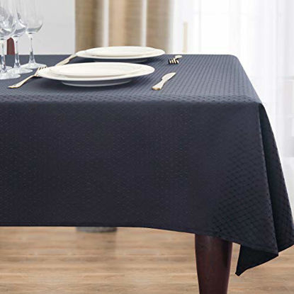 Picture of JUCFHY Jacquard Morrocan Rectangle Table Cloth Oil-Proof Spill-Proof and Water Resistance Tablecloth,Decorative Fabric Table Cover for Outdoor and Indoor Use,60 x 120 Inch,Black