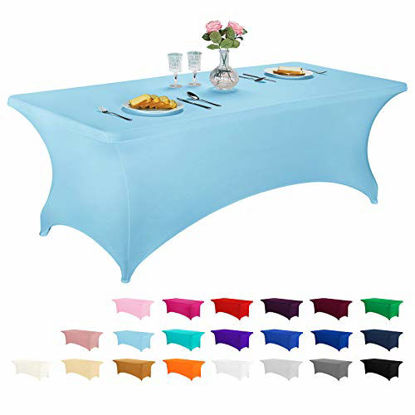 Picture of FELIZEST Spandex Fitted Stretch Table Cover for 6 ft or 4ft or 8ft or 5 ft Folding Table, Rectangular Cocktail Tablecloth, Perfect for Party or Banquet