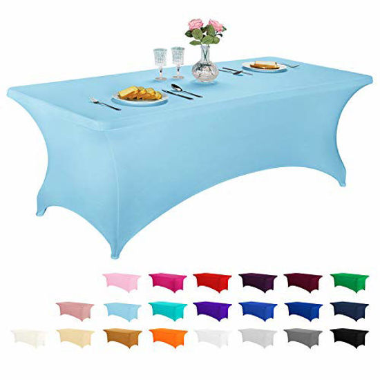 Picture of FELIZEST Spandex Fitted Stretch Table Cover for 6 ft or 4ft or 8ft or 5 ft Folding Table, Rectangular Cocktail Tablecloth, Perfect for Party or Banquet