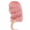 Picture of VCKOVCKO Long wavy Wig Loose Weave Pink Bob Wig with Air Bang Fluffy Curly Wavy Hair Wigs for Girl Synthetic Cosplay Party Wigs for Women (14", Pure Pink)