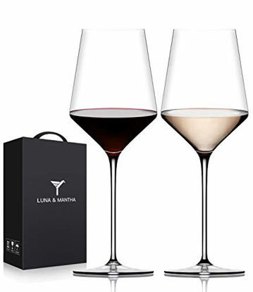 Picture of Red Wine Glasses Set of 4-Premium Crystal Wine Glasses Hand Blown-15 oz,Thin Rim,Long Stem,Perfect for Red or White, Daily Use,Unique Wedding Anniversary or Birthday Gift