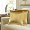 Picture of GIGIZAZA Decorative Throw Pillow Covers 20 x 20, Gold Sofa Pillow Covers Velvet, Set of 4 Decor Square Cushion Covers