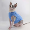 Picture of Sphynx Cat Clothes Winter Warm Faux Fur Sweater Outfit, Fashion high Collar Coat for Cats Pajamas for Cats and Small Dogs Apparel, Hairless cat Shirts Sweaters (L (7.7-9.9 lbs), Sky Blue)