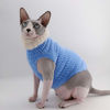 Picture of Sphynx Cat Clothes Winter Warm Faux Fur Sweater Outfit, Fashion high Collar Coat for Cats Pajamas for Cats and Small Dogs Apparel, Hairless cat Shirts Sweaters (L (7.7-9.9 lbs), Sky Blue)