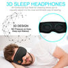 Picture of MOITA Sleep Headphones Sleep Mask, 3D Sleeping Eye Mask with Built-in Sponge Speakers, Wireless Headphones Sleep Mask for Sleeping, Napping, Travelling, Yoga, Meditation (Black)