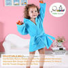 Picture of MICHLEY Girls Boys Robe Cotton Towel Kids Animal Dinosaur Style Hooded Bathrobe, Blue, Large / 3-5 Years