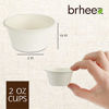 Picture of brheez 2 oz Disposable Bagasse Fiber Souffle Cups | 100% Natural Biodegradable & Compostable | Perfect for Condiments Small Portion & Samples Eco Friendly Paper Alternative - White [Pack of 200 Cups]