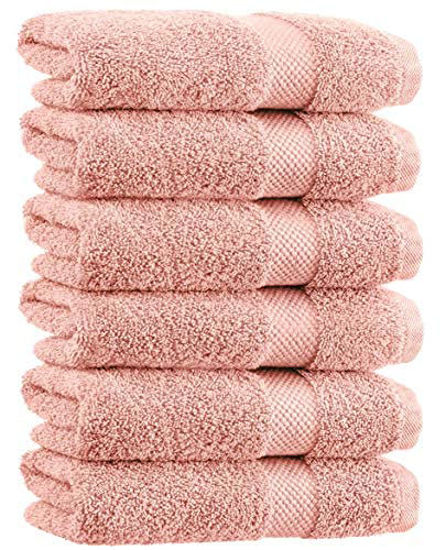 White Classic Luxury Hand Towels | Cotton Hotel spa Bathroom Towel | 16x30  | 6 Pack | Beige