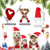 Picture of Frienda 4 Pieces Christmas Dog Scarf with Large Santa Hat 2 Adjustable Christmas Pet Hat and 2 Pet Knit Red Scarf with White Pompom Ball Striped Scarf Winter Pet Accessory for Small Medium Large Dog