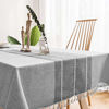 Picture of Oubonun Gray Tablecloth Embroidered Stitched with Fringe Tassels Rectangle Cotton Linen Fabric Stripe Tablecloths for Kitchen Dining, Party, Holiday, Christmas, Buffet, 55"x120", 10-12 Seats