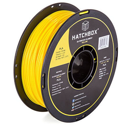 Picture of HATCHBOX PLA 3D Printer Filament, Dimensional Accuracy +/- 0.03 mm, 1 kg Spool, 3.00 mm, Yellow