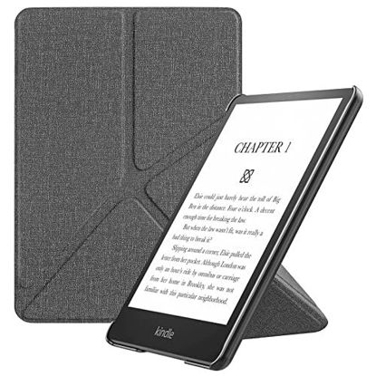 Picture of MoKo Case for 6.8" Kindle Paperwhite (11th Generation-2021) and Kindle Paperwhite Signature Edition, Origami Standing Shell Cover with Magnetic PC Back Cover for Kindle Paperwhite 2021, Denim Gray