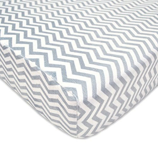 Picture of TL Care Heavenly Soft Chenille Fitted Crib Sheet for Standard Crib and Toddler Mattresses, Grey Zig Zag,28 x 52, for Boys and Girls