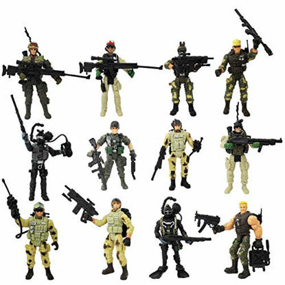 Picture of Soldier Action Figure Toy Army Men with Weapon Accessories/ SWAT Team Figure Military Playset for Boys Girls Children Kids 3 4 5 6 7 8 9 Years Old,Great as Christmas,Birthday Set of 12