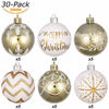 Picture of Sea Team 60mm/2.36" Delicate Contrast Color Theme Painting & Glittering Christmas Tree Pendants Decorative Hanging Christmas Baubles Balls Ornaments Set - 30 Pieces (Gold & White)