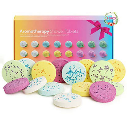 Picture of Shower Steamers Aromatherapy Bath Bombs Gifts for Women 16-Pack Tablets with Pure Essential Oils, 5 Sweet Sensual Scents, Idea Gifts Set for Stress Relief,Relaxation, Enjoy Home Spa Birthday Holiday