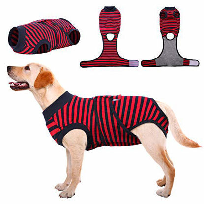 Picture of Kuoser Recovery Suit for Dogs Cats After Surgery, Professional Pet Recovery Shirt Dog Abdominal Wounds Bandages, Substitute E-Collar & Cone,Prevent Licking Dog Onesies Pet Surgery Recovery Suit XXL