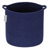 Picture of Sea Team Medium Size Cotton Rope Woven Storage Basket with Handles, Laundry Hamper, Trunk Organizer, Clothes Toys Bin for Kid's Room, 13.8 x 10.2 inches, Round Open Design, Dark Blue