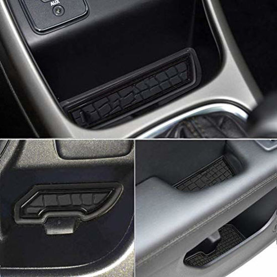 Picture of Anti-dust Door Mats for 2018 2019 2020 2021 Compass Accessories Interior Gate Door Pocket Liner Cup Holder Insert Center Console Pad(Black, 2018-2021)