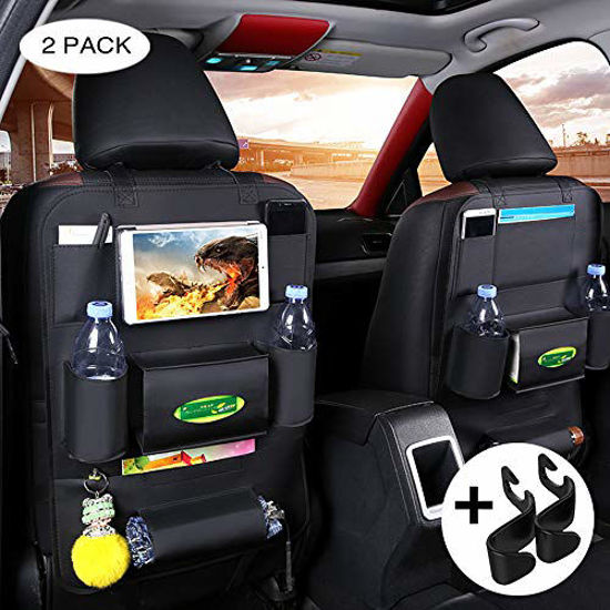 WELL-STRONG Car Backseat Organizer PU Leather Car Seat Storage, Multiple  Storage Space, with Large Size Tablet Holder, Waterproof Non-slip Fabric