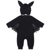 Picture of FANCYINN Infant Baby Black Bat Costumes Cloak Romper with Big Ear Hat Halloween Bat Outfits Bone Printed 2pcs 12-18 Months 90