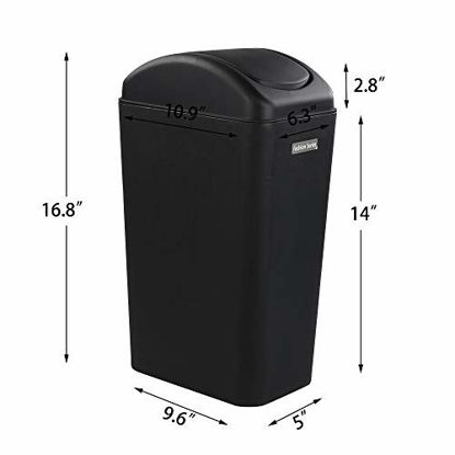 Picture of Cand 14 L Small Plastic Trash Can, Slim Swing Lid Trash Bins(Black)