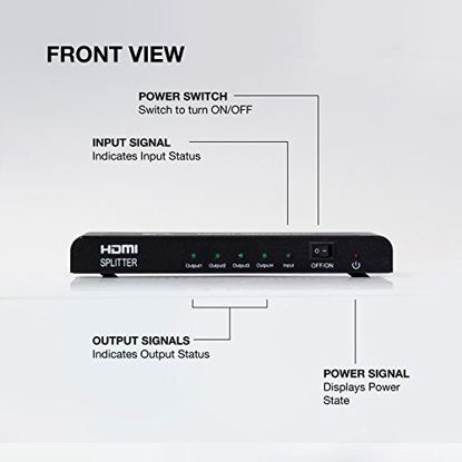 Picture of Expert Connect | 1x4 HDMI Splitter | 4 Port | 1 in - 4 Out | Ultra HD 4K/2K | Full HD/3D | 1080P | HDMI 1.4 | HDTV | PS4 / PS3 | XboxOne / 360 | DVD | Blu-ray | DTS Digital | Digital Audio