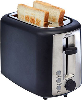 Picture of Amazon Basics 2 Slice, Extra-Wide Slot Toaster with 6 Shade Settings, Black