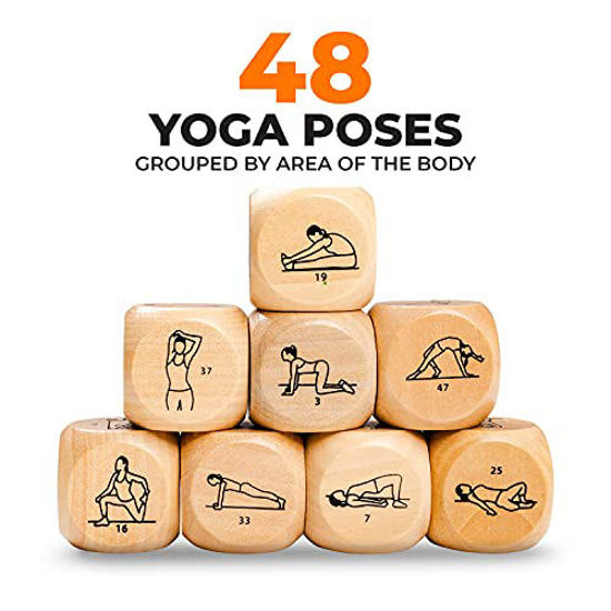 Zinsk 8-pc Wood Yoga Dice Set - Creative Yoga Accessories and Fun Yoga  Gifts for Women - Wooden Workout Dice & Fitness Dice to Create Yoga Flows  in