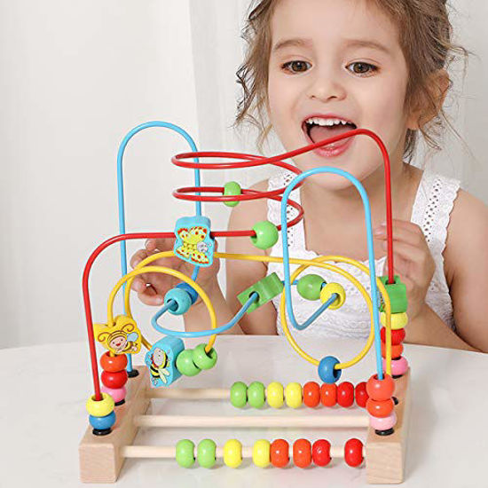 GetUSCart Joqutoys Bead Maze Toy for Toddlers Wooden Roller Coaster Circle Toys Educational Abacus Sliding Beads Learning Toys for Boys Girls Baby Gifts