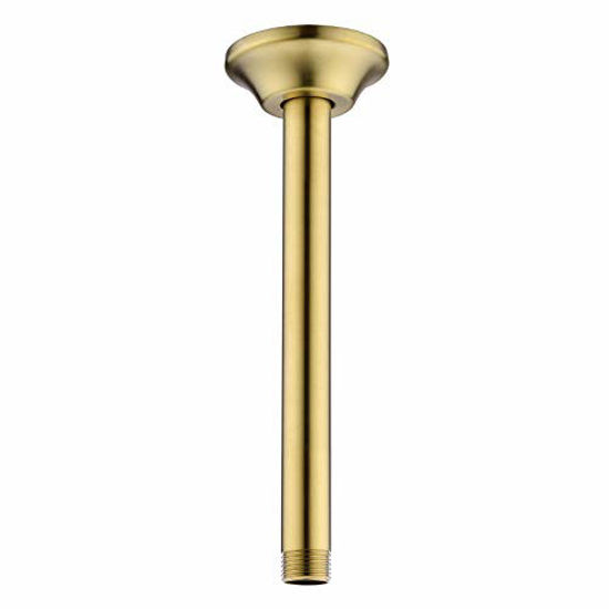 Picture of BESTILL 8 Inch Ceiling Mount Shower Arm and Flange, Brushed Gold