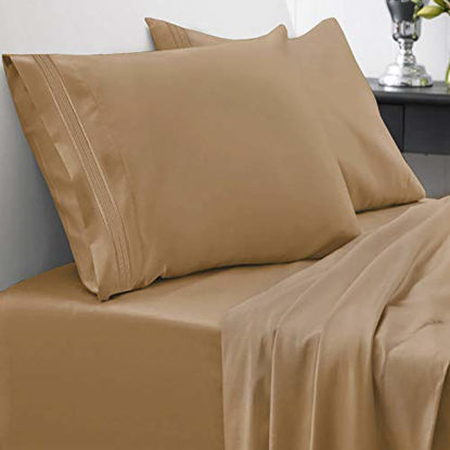 Picture of Sweet Home Collection 1800 Thread Count Soft Egyptian Quality Brushed Microfiber Luxury Bedding Set with Flat, Fitted Sheet, 2 Pillow Cases, Full, Mocha