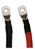 Picture of 6 AWG Gauge Red + Black Pure Copper Battery Inverter Cables Solar, RV, Car, Boat 4 feet 3/8 + 5/16 in Lugs