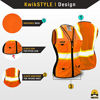 Picture of KwikSafety (Charlotte, NC) FIRST LADY Safety Vest for Women (Solid REFLECTIVE TAPE) Premium Class 2 Custom High Visibility ANSI OSHA 9 Pockets Fitted Construction Work with Zipper | Orange Small