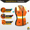 Picture of KwikSafety (Charlotte, NC) FIRST LADY Safety Vest for Women (Solid REFLECTIVE TAPE) Premium Class 2 Custom High Visibility ANSI OSHA 9 Pockets Fitted Construction Work with Zipper | Orange Small