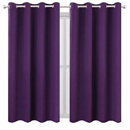 Picture of LEMOMO Purple Thermal Blackout Curtains/52 x 72 Inch/Set of 2 Panels Room Darkening Curtains for Bedroom