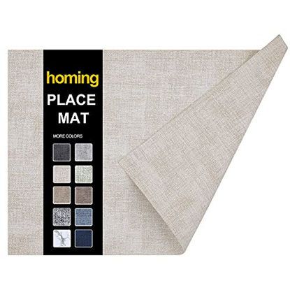 Picture of homing Faux Leather Heat Resistant Placemats Set of 6 - Waterproof Wipeable Dining PU Place Mats for Indoor & Outdoor, Easy to Clean - Beige