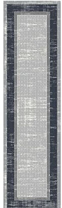 Picture of Ottomanson Ottohome Collection Modern Bordered Design Runner Rug, 1'10" X 7'0", Gray/Navy