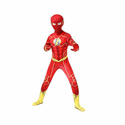 Picture of Chenhui Halloween Justice League Superhero Flash Kids Cosplay Bodysuit Costumes(Red,M)