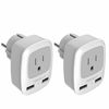 Picture of Type E/F Germany European Adapter 2 Pack, TESSAN Schuko France Travel Power Plug 2 USB, Outlet Adaptor Charger for US to Most of Europe EU Spain Iceland German French Russia Korea Greece Norway